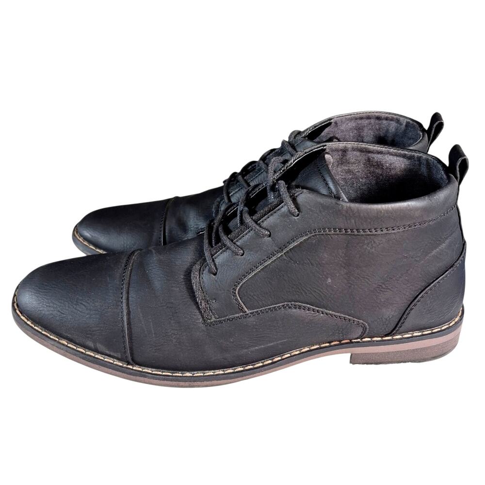Perry Ellis 'Portfolio David' Black Faux Leather Ankle Dress Boots Black 9.5